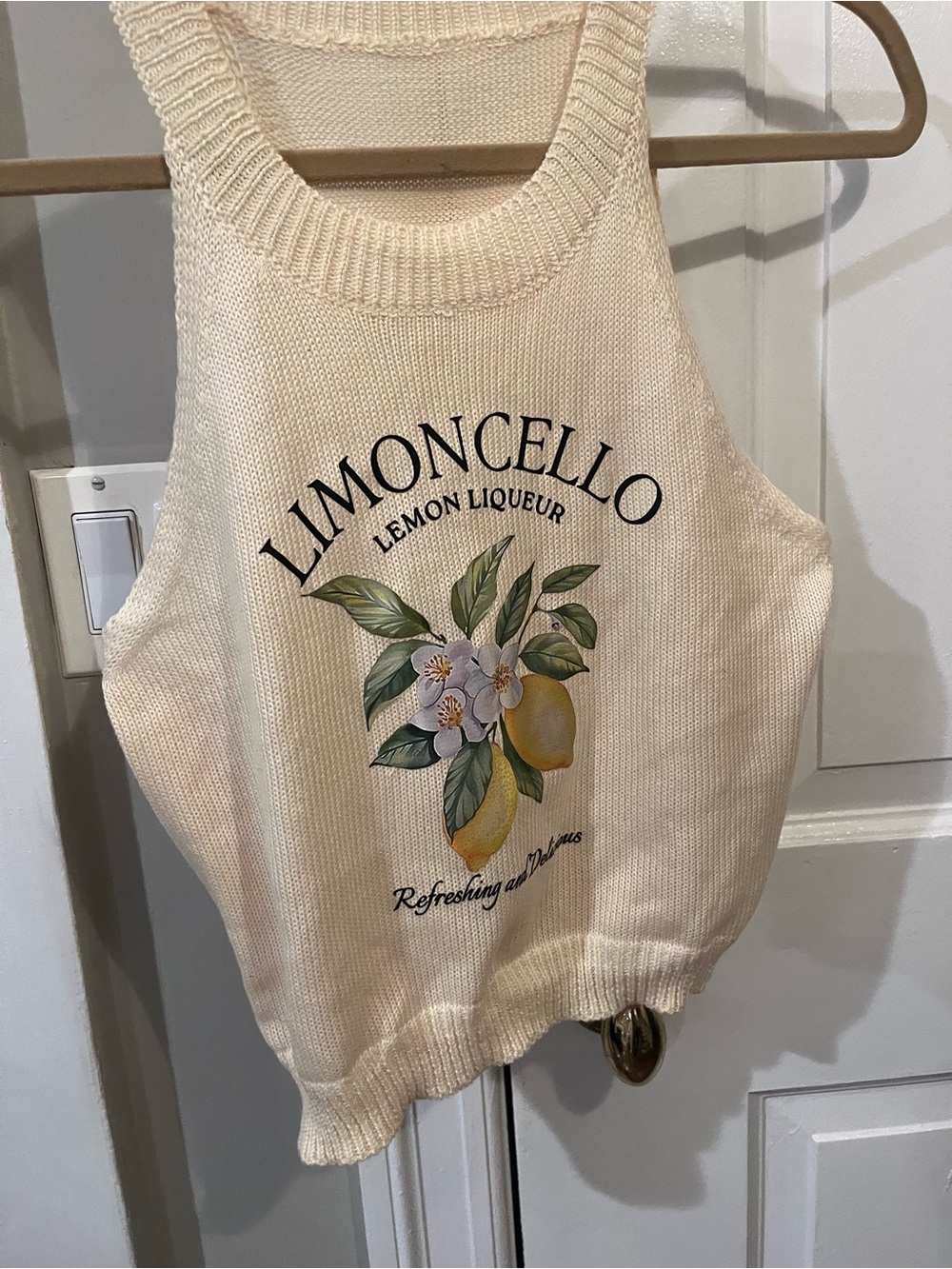Limoncello Lemon Graphic Knit Tank - Cream
